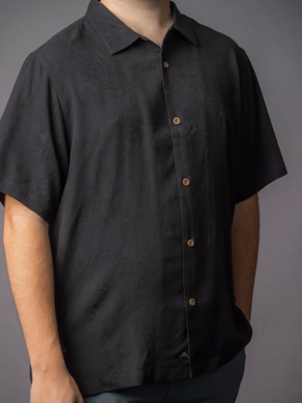 Tommy Bahama Black Short Sleeve Button-Down Shirt
